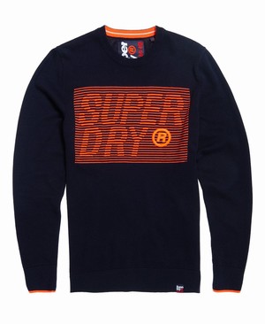 Superdry Speed Logo Crew Neck Férfi Ugró Sötétkék | NHGPD1403